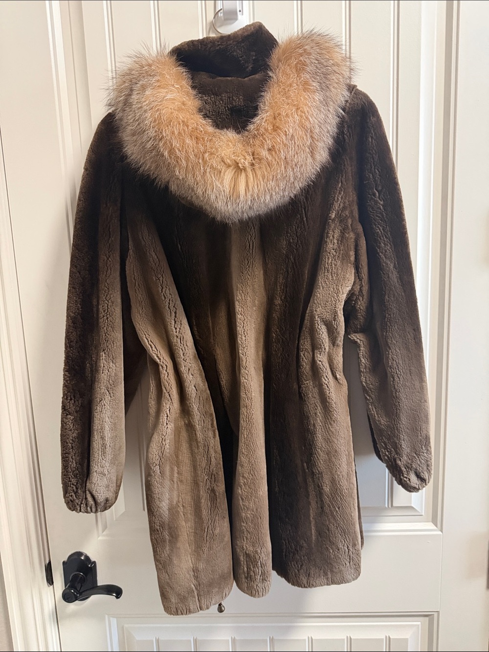 Women's Brown and Cream Genuine Fur… Anorak/Parka